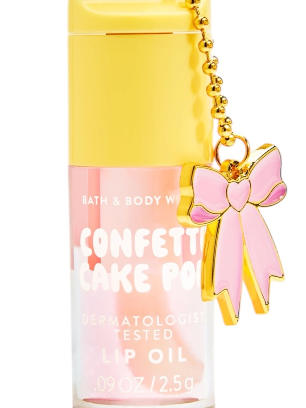 NEW!! Bath & Body Works 2026 CONFETTI CAKE POP Lip Oil Pink Bow Charm